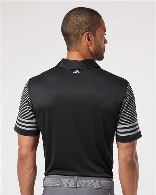 Black/ Grey Three Striped Sleeve Polo - A490
