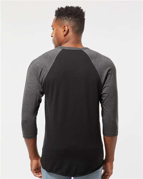Black/ Heather Charcoal Fine Jersey Raglan T-Shirt - 245