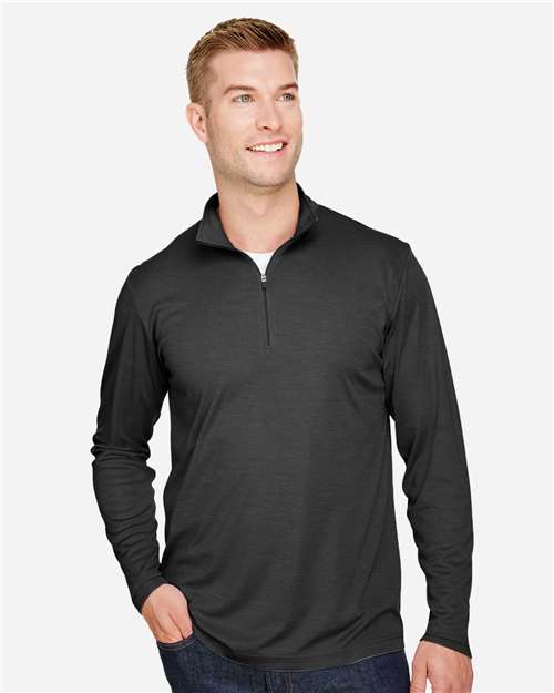 Black Heather Men's Zone Sonic Heather Performance Quarter-Zip Pullover - TT31H
