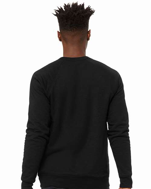 Black Heather Sponge Fleece Raglan Crewneck Sweatshirt - 3901