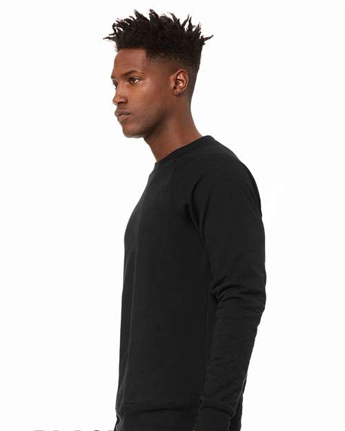 Black Heather Sponge Fleece Raglan Crewneck Sweatshirt - 3901