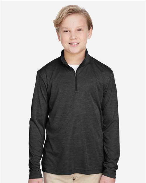 Black Heather Youth Zone Sonic Heather Performance Quarter-Zip Pullolver - TT31HY