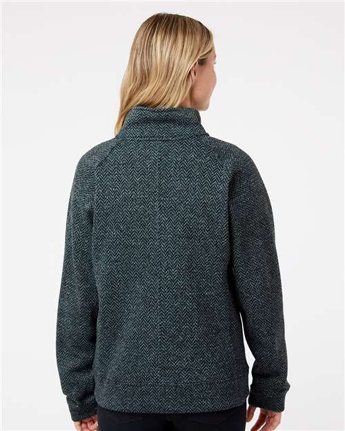 Black Herringbone Women's Traverse Full-Zip Sweater - 8716