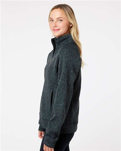 Black Herringbone Women's Traverse Full-Zip Sweater - 8716