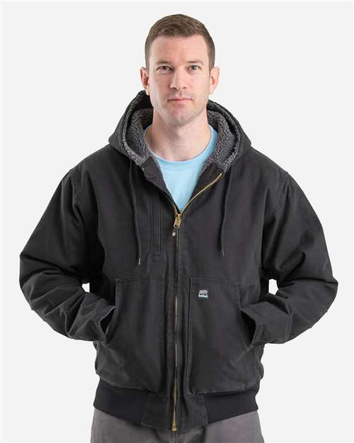 Black Highland Flex180® Washed Duck Hooded Work Jacket - HJ317