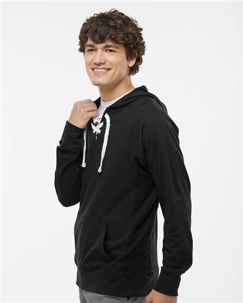 Black Jersey Sport Lace Hooded Pullover - 8231