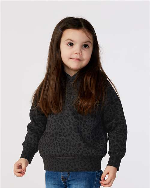 Black Leopard Toddler Pullover Fleece Hoodie - 3326