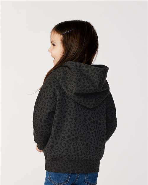 Black Leopard Toddler Pullover Fleece Hoodie - 3326