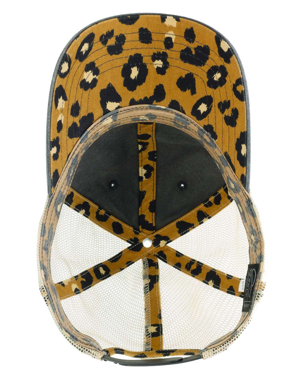 Black/ Leopard Women's Washed Mesh-Back Cap - TESS