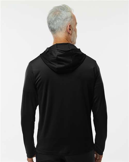 Black Lightweight Performance Quarter-Zip Hooded Pullover - A596
