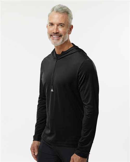 Black Lightweight Performance Quarter-Zip Hooded Pullover - A596