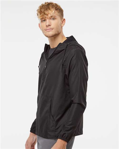 Black Lightweight Quarter-Zip Windbreaker Pullover Jacket - EXP54LWP