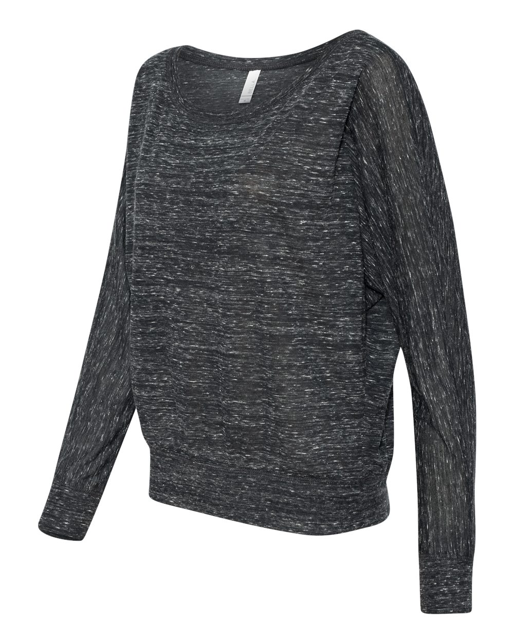 Black Marble Women’s Flowy Off Shoulder Long Sleeve Tee - 8850