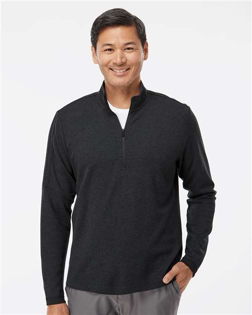 Black Melange 3-Stripes Quarter-Zip Sweater - A554