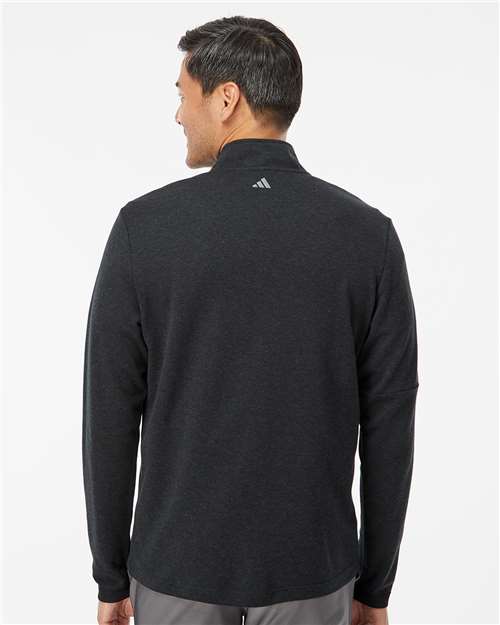Black Melange 3-Stripes Quarter-Zip Sweater - A554