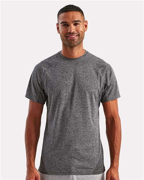 Black Melange Panelled Tech T-Shirt - TD011