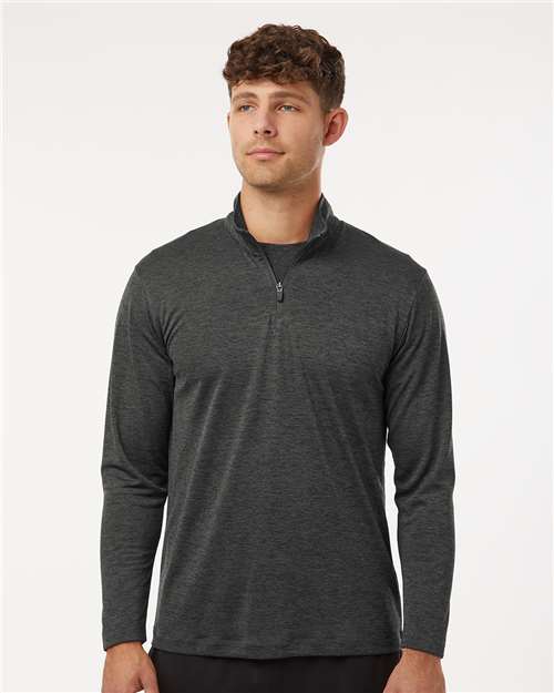 Black Melange Performance Mélange Quarter-Zip Pullover - 4HM700