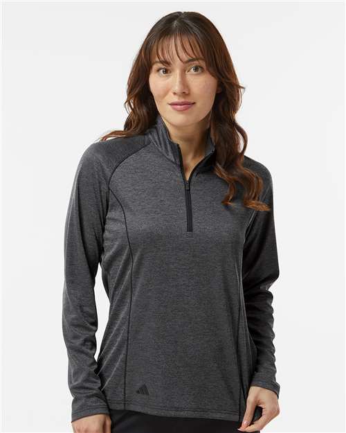 Black Melange Women's Space Dyed Quarter-Zip Pullover - A594