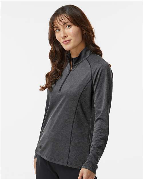 Black Melange Women's Space Dyed Quarter-Zip Pullover - A594