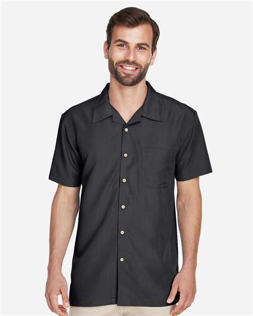 Black Men's Barbados Textured Camp Shirt - M560