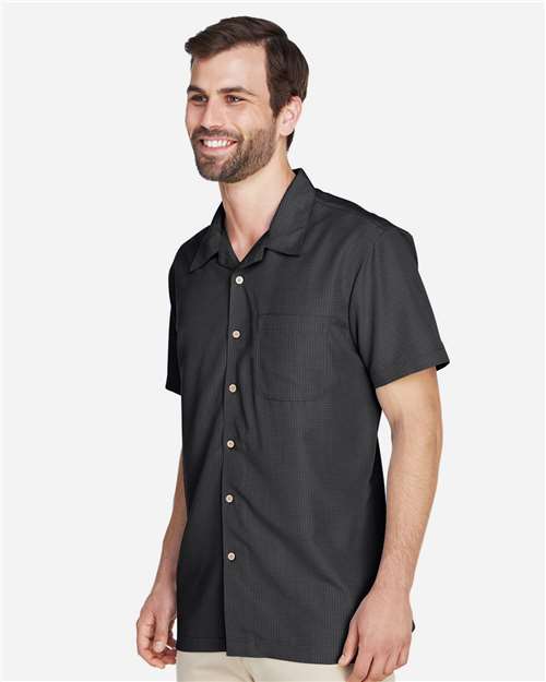 Black Men's Barbados Textured Camp Shirt - M560