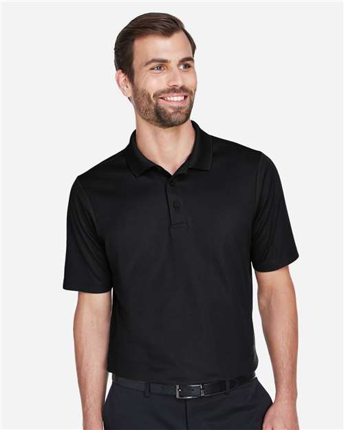 Black Men's CrownLux Performance® Tall Plaited Polo - DG20T