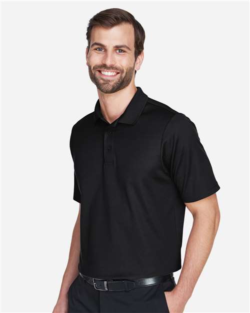 Black Men's CrownLux Performance® Tall Plaited Polo - DG20T