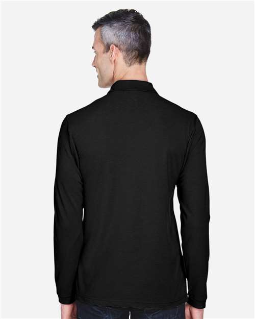 Black Men's Easy Blend™ Long Sleeve Polo - M265L