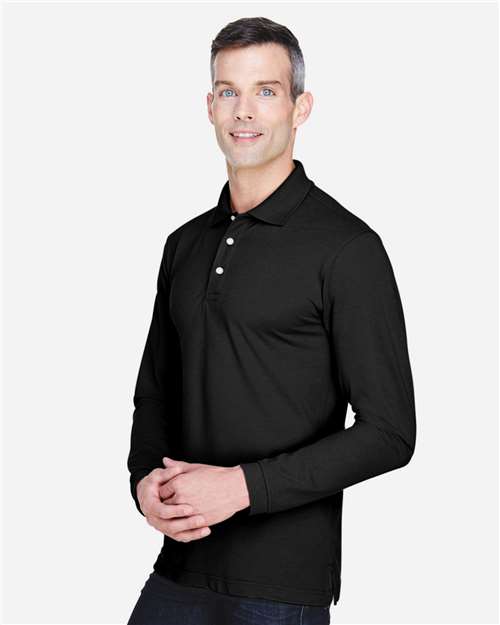 Black Men's Easy Blend™ Long Sleeve Polo - M265L