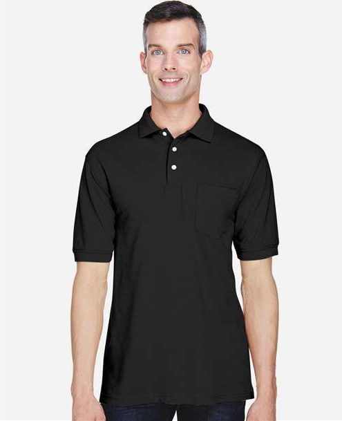 Black Men's Easy Blend™ Polo with Pocket - M265P