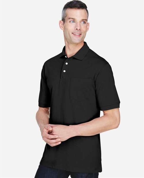 Black Men's Easy Blend™ Polo with Pocket - M265P