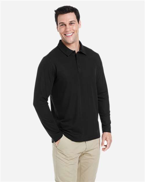 Black Men's Fusion ChromaSoft™ Long Sleeve Pique Polo - CE112L
