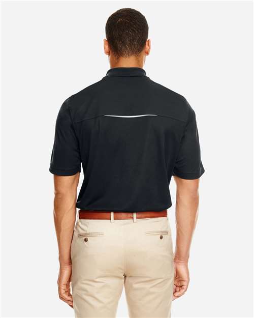 Black Men's Radiant Performance Piqué Polo with Reflective Piping - 88181R