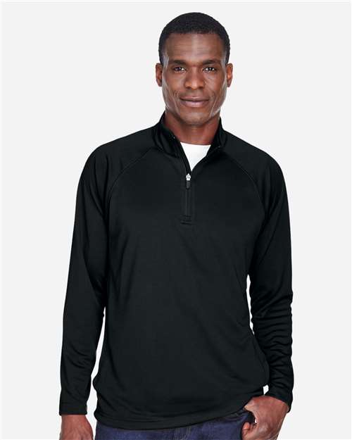 Black Men's Stretch Tech-Shell® Compass Quarter-Zip Pullover - DG440