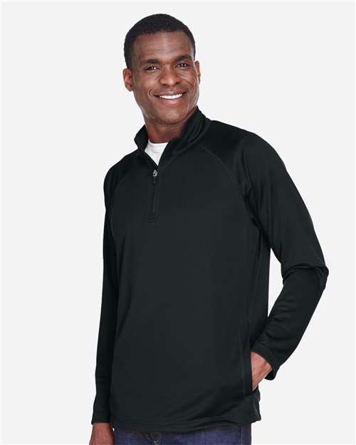 Black Men's Stretch Tech-Shell® Compass Quarter-Zip Pullover - DG440