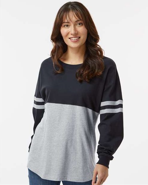 Black/ Oxford Women's Pom Pom Long Sleeve Jersey T-Shirt - BW3514
