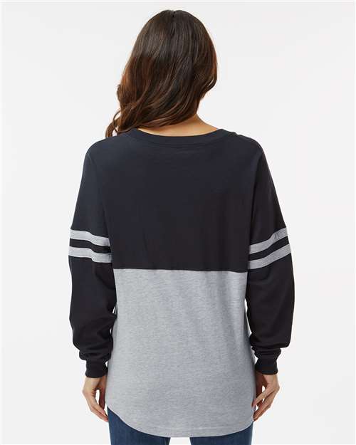 Black/ Oxford Women's Pom Pom Long Sleeve Jersey T-Shirt - BW3514
