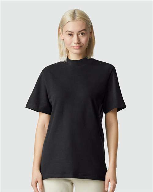 Black Pique Mockneck Tee - 1PQ