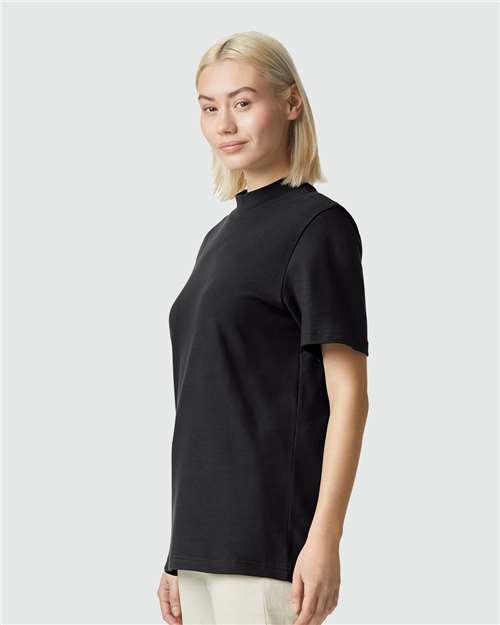 Black Pique Mockneck Tee - 1PQ