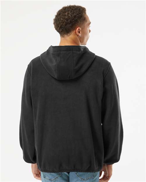 Black Polar Fleece Quarter-Zip Hooded Pullover - 3600