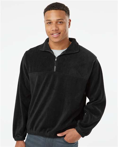 Black Polar Fleece Quarter-Zip Pullover - 3052