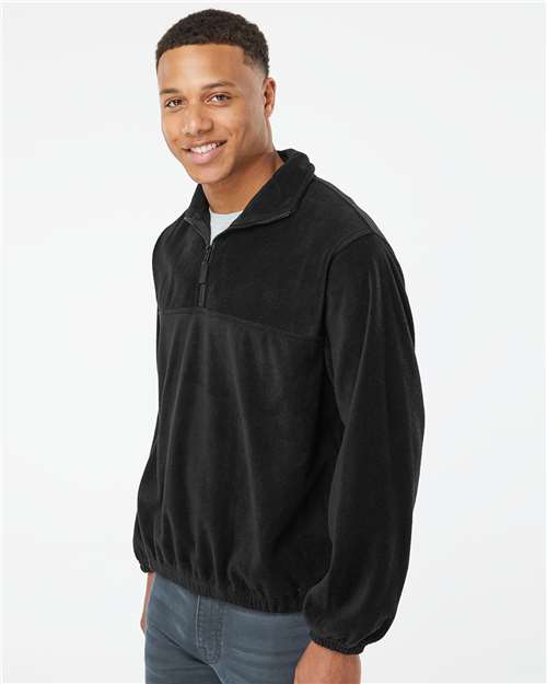 Black Polar Fleece Quarter-Zip Pullover - 3052