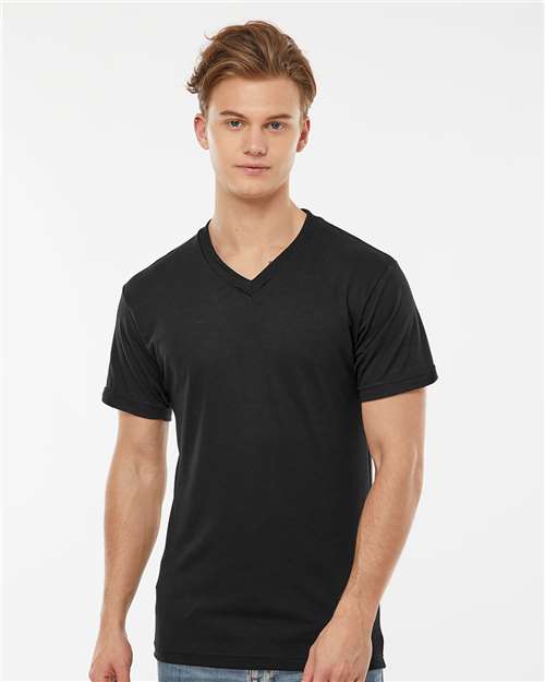 Black Poly-Rich V-Neck T-Shirt - 207