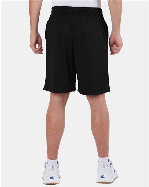 Black Polyester Mesh 9" Shorts with Pockets - S162
