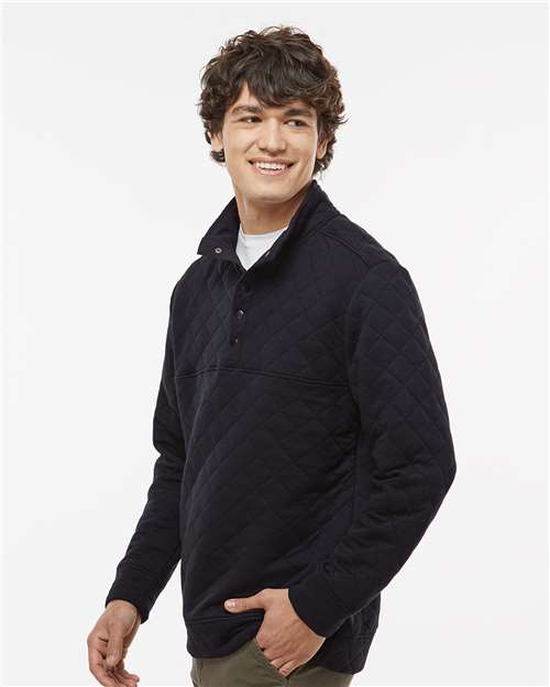 Black Quilted Snap Pullover - 8890