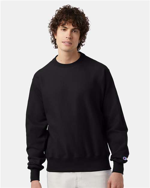 Black Reverse Weave® Crewneck Sweatshirt - S149