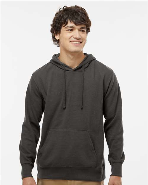 Black Ripple Fleece Hooded Sweatshirt - 8706