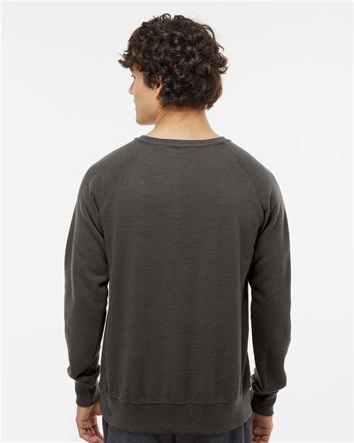Black Ripple Fleece Raglan Crewneck Sweatshirt - 8707