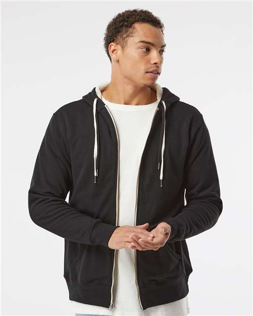 Black Sherpa-Lined Hooded Sweatshirt - EXP90SHZ
