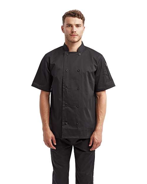 Black Short Sleeve Recycled Chef Coat - RP656